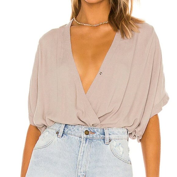bobi Tops - Bobi Beach Crepe Top in Tan size large